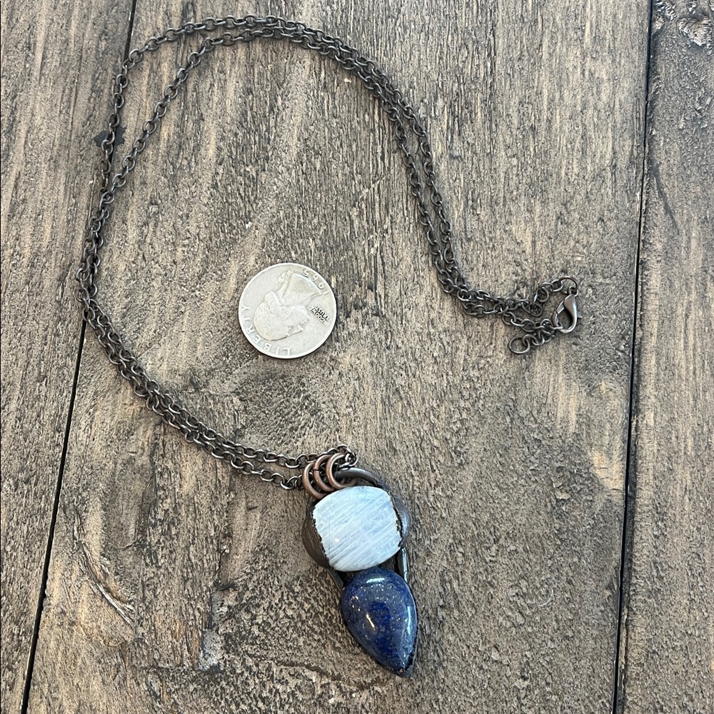 Double Stone Pendant Necklace